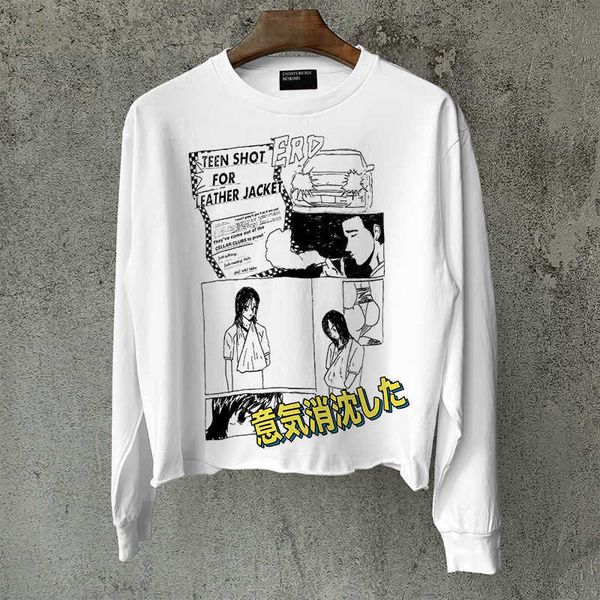

men's hoodies melancholy rich second generation erd header d punk style niche fashion high street pure cotton print off shoulder long s, Black