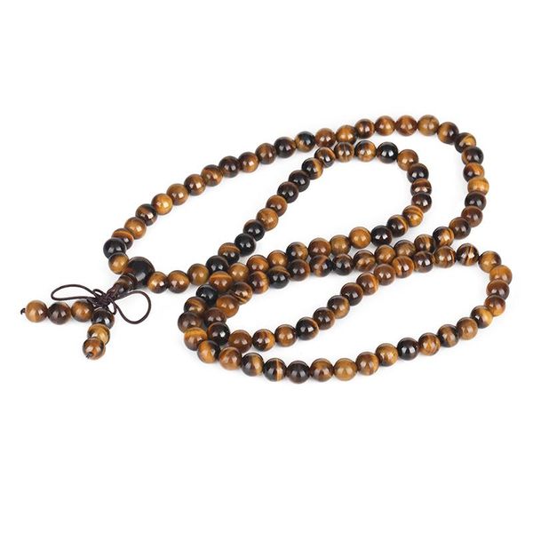 

pendant necklaces handmade 108 piece onyx turquoises brown tiger eye lava energy 8mm stone bead knots chain long necklace prayer belief, Silver