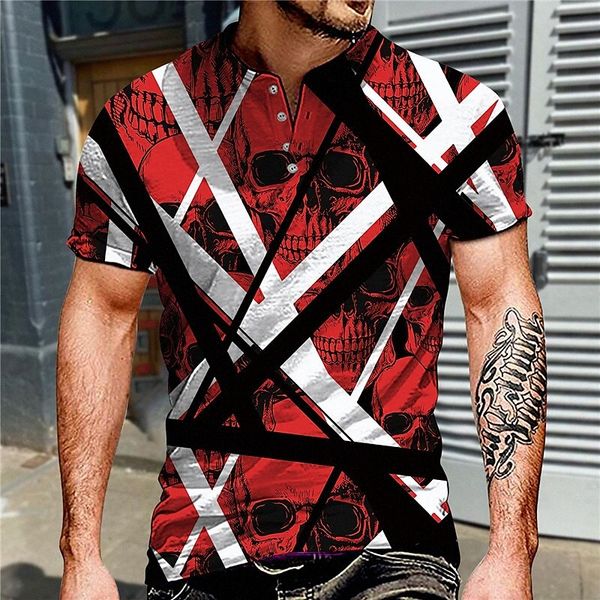 

men's henley shirt t shirt 3d print graphic skull henley casual daily button-down print short sleeve lightweight breathable big and ta, White;black