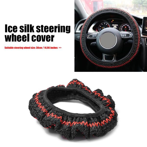 

steering wheel covers 38cm universal ice silk car cover case breathable black red suite kit diy texture soft auto accessories