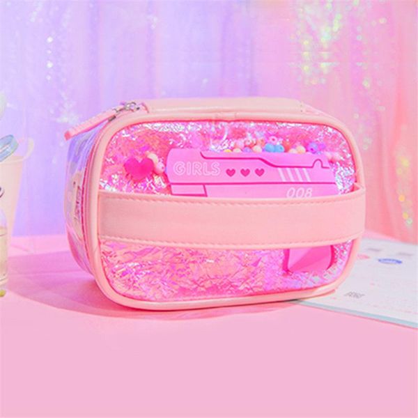 

milkjoy transparent laser cosmetic bag pvc large capacity toiletries square storage bags & cases