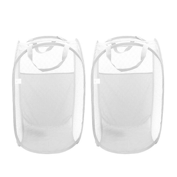 

laundry bags 2pcs bin el mesh organizer bag clothes storage home folding hamper washing large capacity basket college dormitory