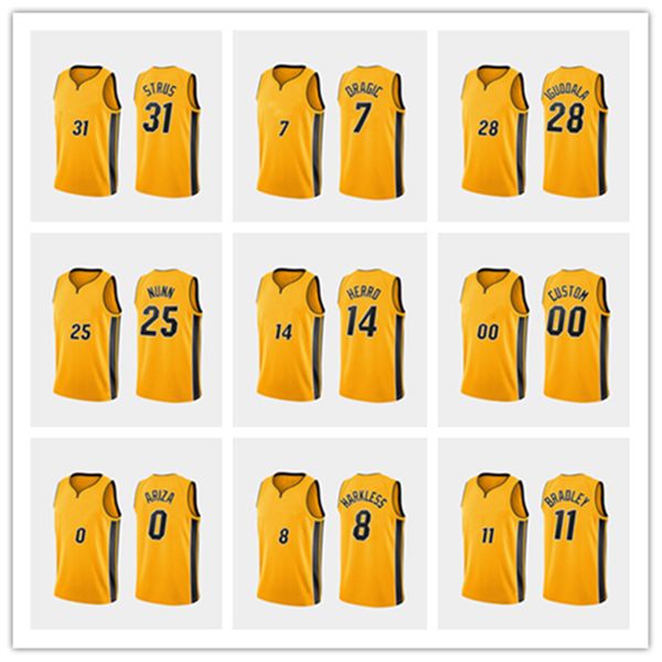 

men team basketball jerseys yellow 31 strus 7dragic 25nunn 14herro, Black;red