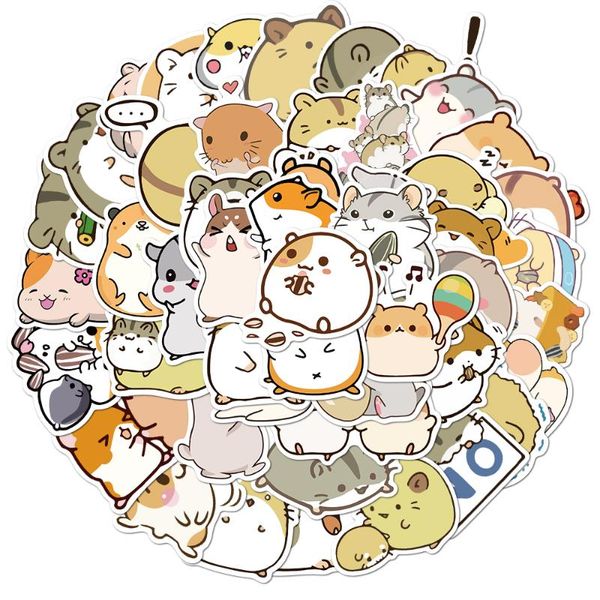 

gift wrap 50pcs hamster anime waterproof stickers cute animal cartoon sticker pack for lap water bottles, fridge, daily planner