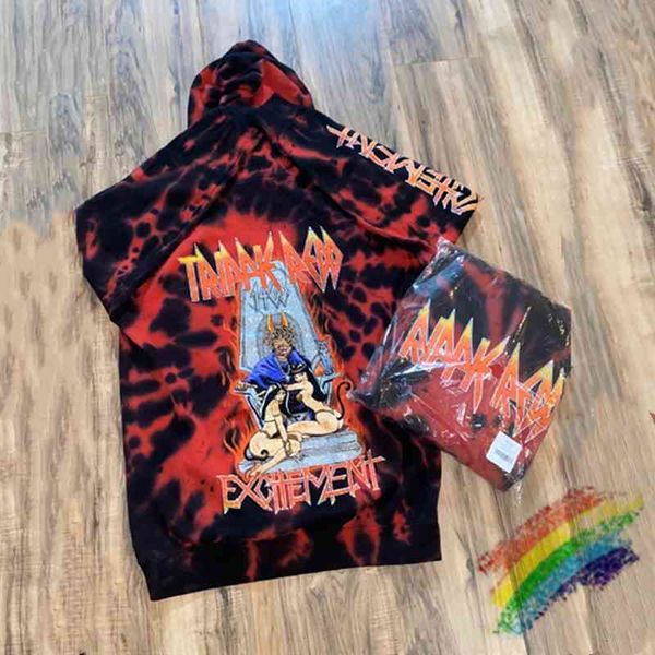 

red tie dye hoodies men women 1 hoodie hip-hop fashion casual hooded, Black