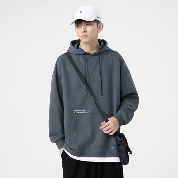 

fashion brand off shoulder men's autumn and winter new loose student couple hoodie, Black