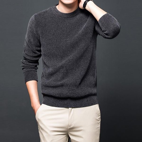 

men's sweaters 2021 chenille sweater simple solid color fashion round neck plush warm, White;black