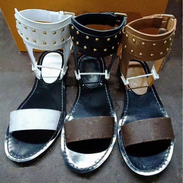

classic rivets sandals summer women shoes fashion high boots men letter gladiator casual flat designer woman shoes ladies beach roman loafer, Black