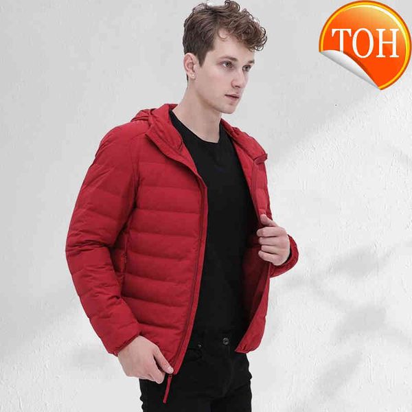 

2019 down jacket men autumn winter short 90% white duck casual warm male coat hooded parka outwear clothing, Black