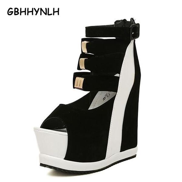 

summer sandals wedges shoes platform high heels wedding peep toe lja159, Black