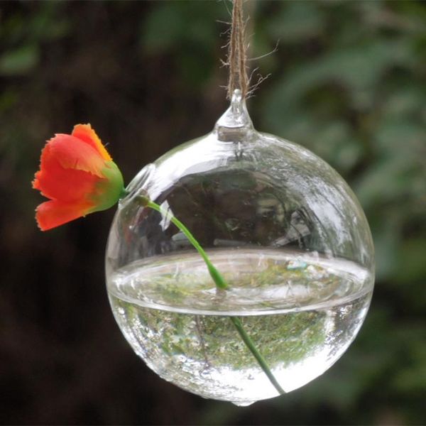 

novelty items 45pcs/pack diameter=8cm round bottom glass globe with a small hole hanging terrarium vase home decorative china supplier