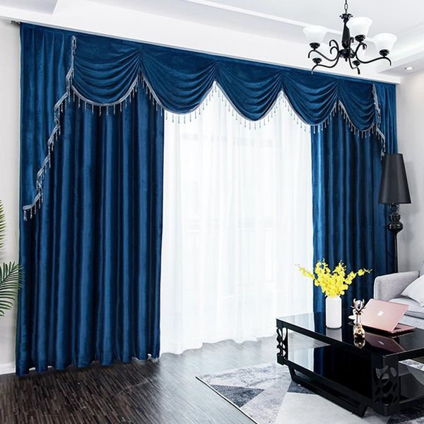 

curtain & drapes luxury blackout velvet head valance drapery curtains for living room bedroom water wave window decoration custom