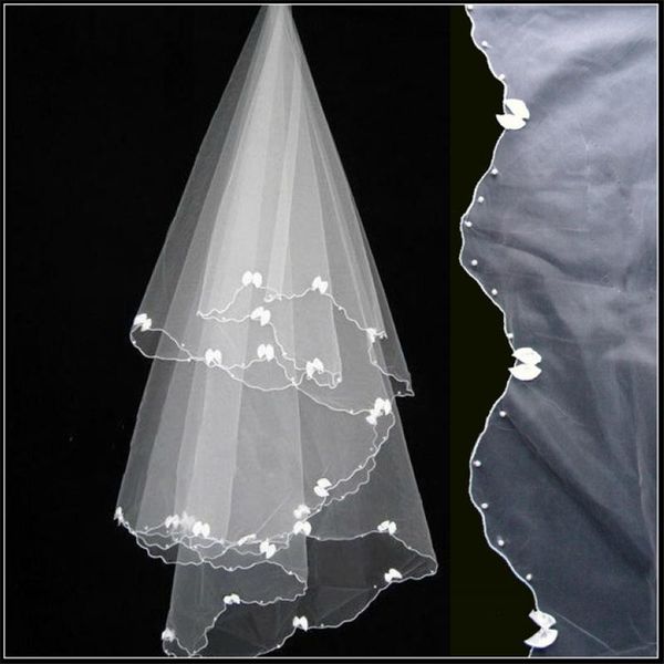 

bridal veils white veil with comb simple flower beaded velos de noiva two-layer wedding short, Black