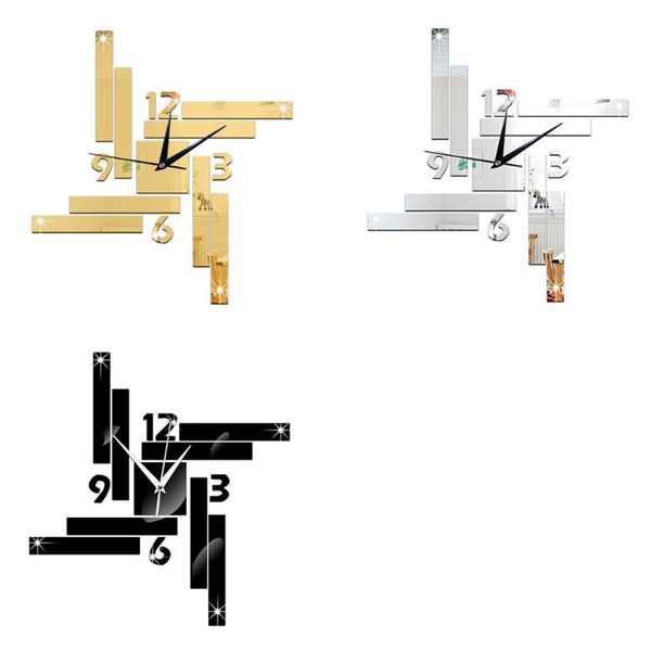 

wall clocks acrylic geometric square environmental mirror clock bedroom living room home decoration drop