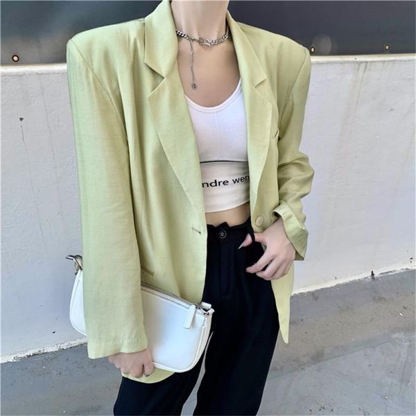 

women's suits & blazers korean style shoulder pad detachable thin sunscreen coats 2021 autumn jackets full sleeves solid, White;black