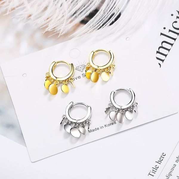 

stud disc tassel earrings super fairy net celebrity design ear buckle female simple fashion personality short, Golden;silver