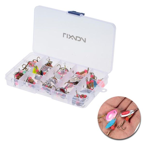 

lixada 30 pcs paillette spinner metal fishing lures spinning sequins shell baits hooks tackle