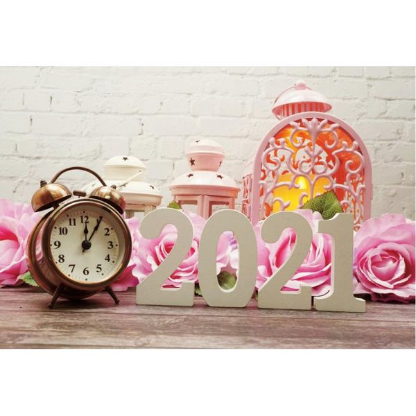 

party decoration 2021 happy year backdrop pink rose alarm clock pography background festival xmas po booth props