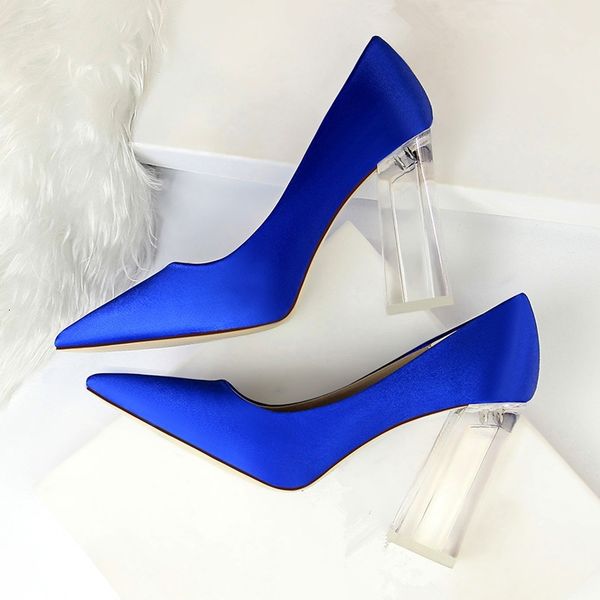 

sandals plus size 34-43 women pumps elegant pointed toe spring autumn office shoes shallow thick high heels wedding bride woman k3, Black