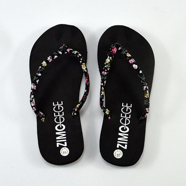 

womens slippers 2021 indoor and outdoor flip-flops fashion floral sponge cake anti-slip zapatos de mujer #3, Black