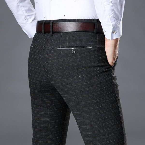 

fashion men pants spring autumn trousers male classic business casual full length men's, Black