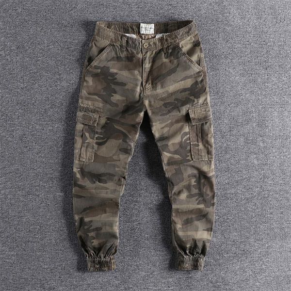 

men's pants american style camouflage overalls fashion brand loose leggings casual sports harem multi bag trouser 28-38, Black