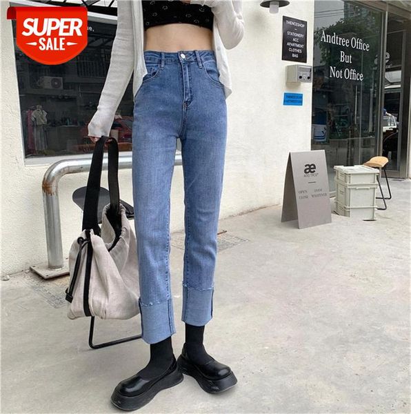 

ins denim stretch slim slimming nine-point cigarette pants #o48v, Black;gray