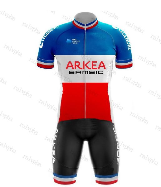 

racing sets arkea samsic cycling clothing men set bike breathable anti-uv bicycle wear short sleeve jersey, Black;blue
