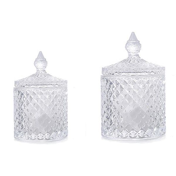 

storage bottles & jars 2-piece set crystal glass sugar diamond candy box cotton swab pad household