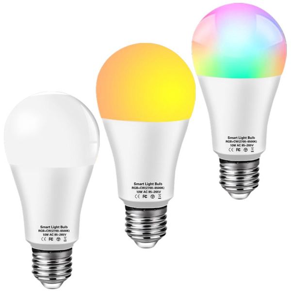 

bulbs e27 tuya wifi smart bulb led 10w 12w 15w rgb+ cw application control dimmable works with and google assistant for home