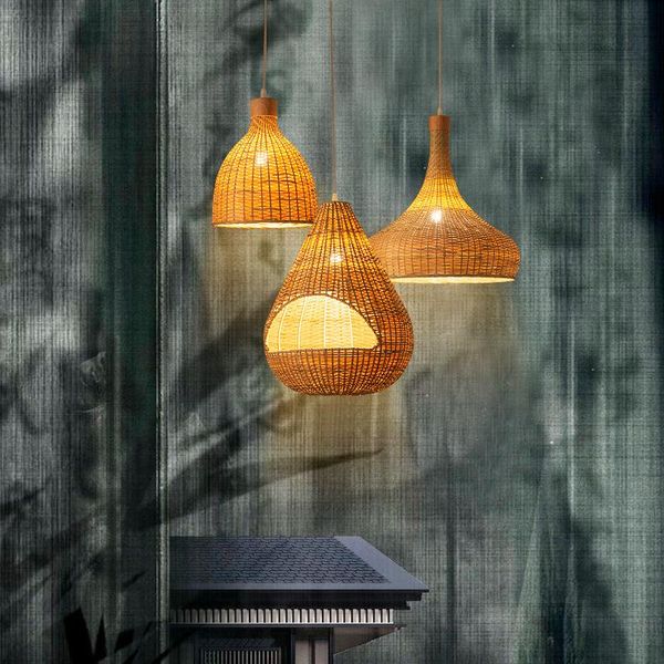 

pendant lamps 2021 design bamboo handmade lights asia style japanese thailand restaurant bar seaside el handing lighting