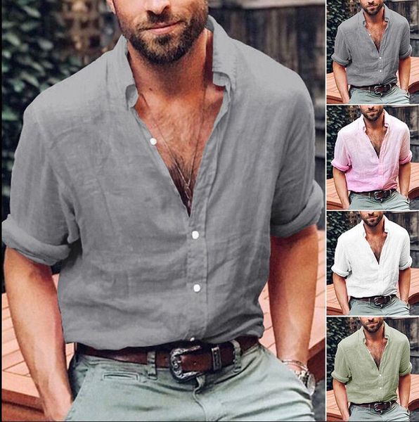 

Men's Fashion Shirts Lapel Solid Color Single Breasted, White