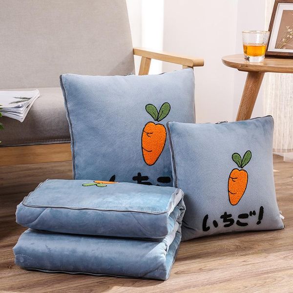

cushion/decorative pillow 2021 winter design back cushion quilt blanket thickened warmed crystal velvet with cartoon fruits embroidery pictu