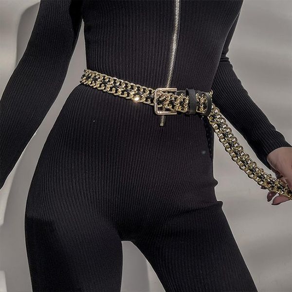 

belts luxury belt chain for women gold waist metal body accessories woman girls, Black;brown