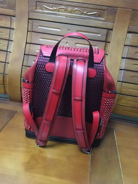 

real leather handbags men women school bag famous rivet redbottom backpack designer lady bags boy girl back pack276z