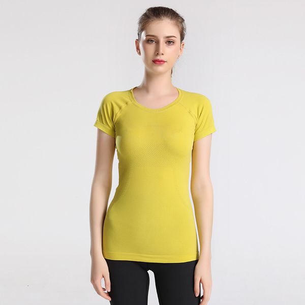 

luxury party dresses 2.0 women's short sleeve t-shirt seamls swiftly tech sports fast drying fitns yoga suit, Black