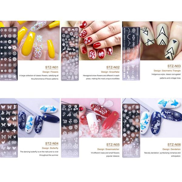 

nail art templates 12style stamp stamping image plate 12x4cm stainless steel template manicure stencil tools, White