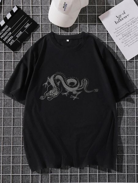 

men chinese dragon graphic tee z7pr#, White;black