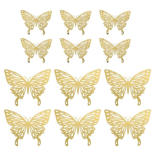 

wall stickers 4 sets hollow-out 3d butterflies self-adhesive golden decals