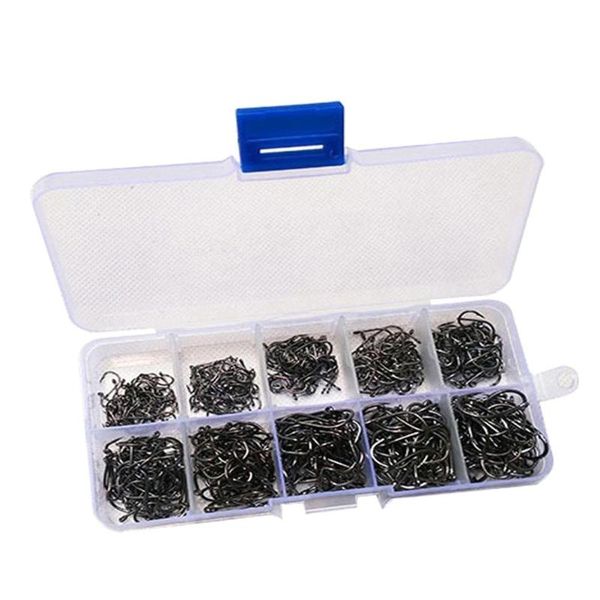 

fishing hooks 500pcs/set set jig barbed circle fishhook mixed size high carbon steel carp hook sea accessories
