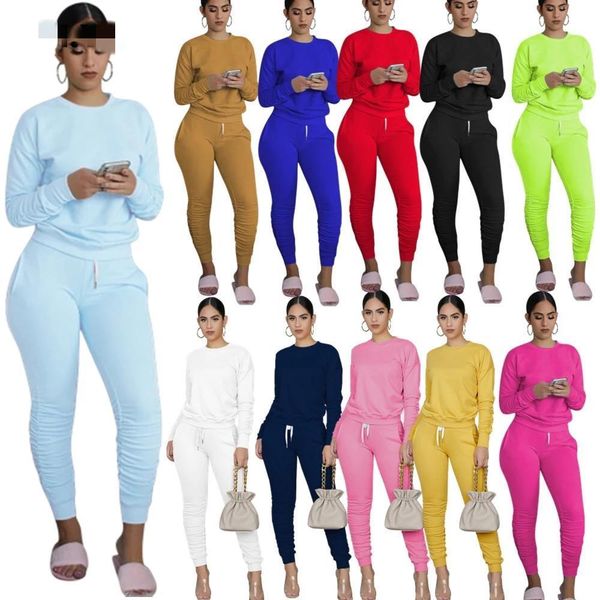 

winter casual sport two piece women tracksuits set tracksuit long sleeve sweatshirt stacked v neck jogger sweatpant suit outfits, Gray