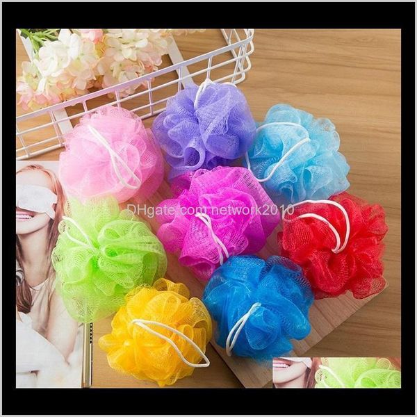 Escovas, esponjas Scrubbers Acessórios de casa de banho Home Garden entrega 2021 Multi Cores 8G / 15G / 20G / 30G Pufa Loofahs Bola de Escova de Nylon, M