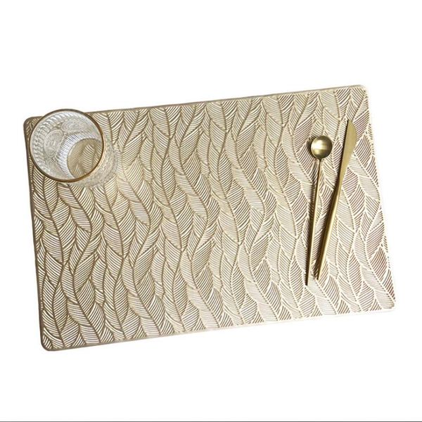 

mats & pads cross-border european placemat el heat-resistant cup mat pvc hollow home decoration light luxury bronzed table customization