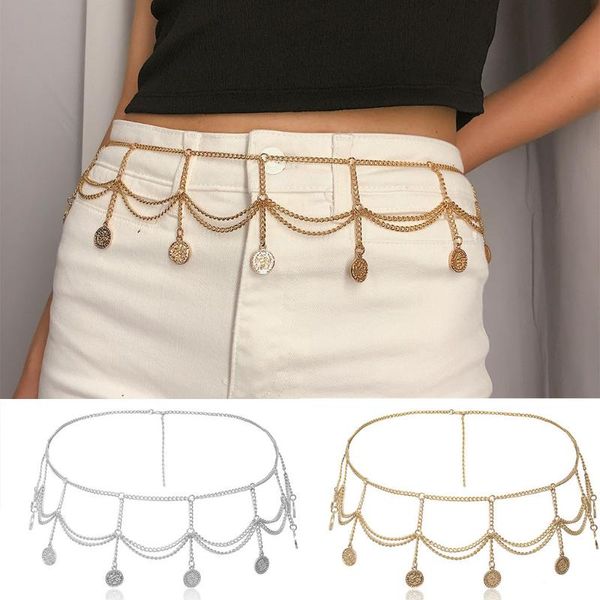 

belts 2021 for women metal thin belt simple wild summer dress charm body chain jewelry ceinture taille haute femme#xp15, Black;brown