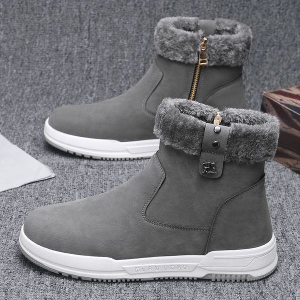 

snow winter plush warm men's shoes northeast cold proof large cotton high martin boots bread, Black