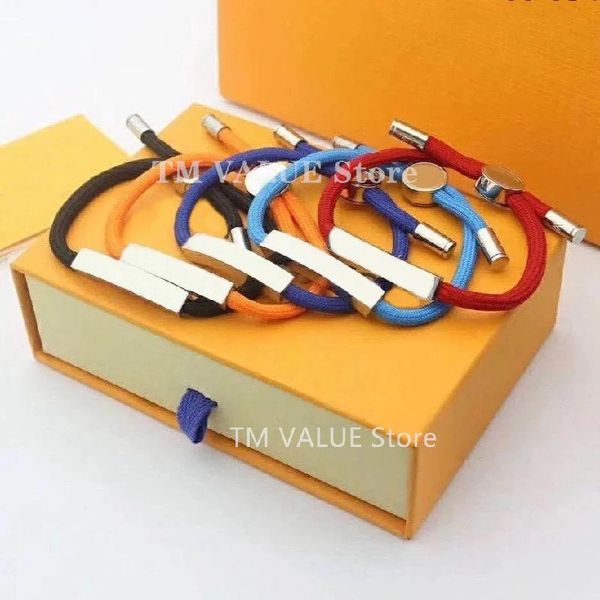 

link, chain 2021 selling simple leather cord bracelet fashion wild adjustable lucky couple with gift box, Black