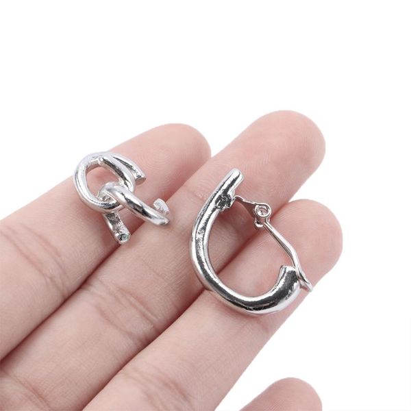 

clip-on & screw back vintage x shape metal simple ear cuff clip earrings for women fashion silver color alloy punk style geometric