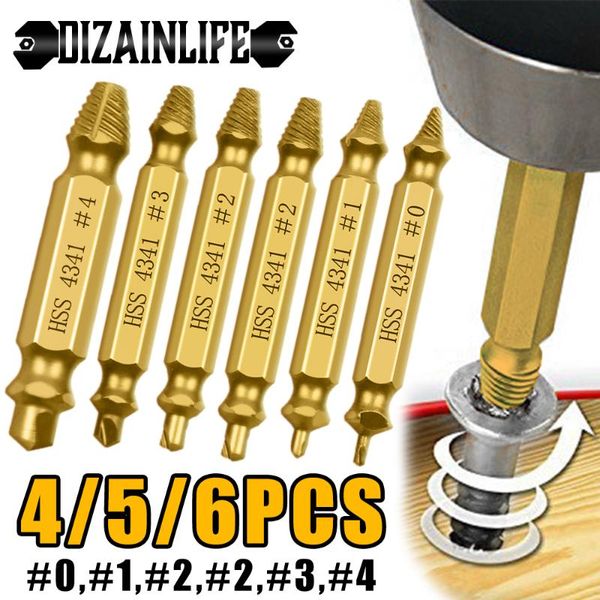

5/6pcs damaged screw extractor drill bit set stripped screws easily take out broken bolt remover demolition tool hand tools