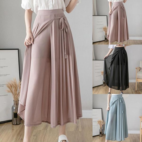 

unfading fashion wide leg womens pants pleated loose solid color school high waist tight, Black;white