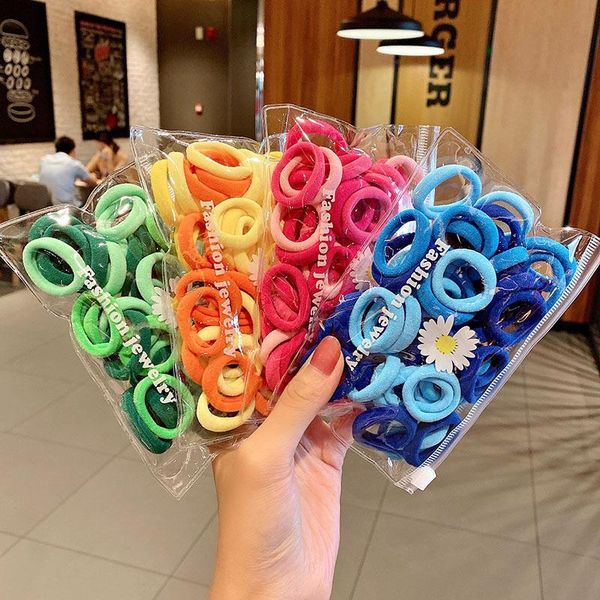 

hair accessories 50pc children's elastic ring candy color gradient rope fixed dream rubber band headdress, Slivery;white